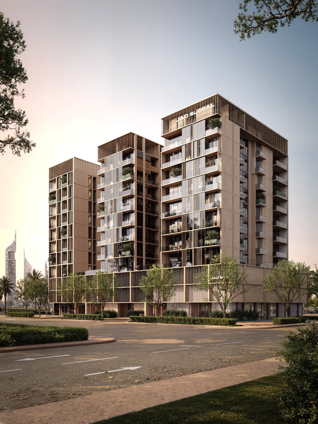 Архитектурная визуализация фасада JAD 288 в Jumeirah Garden City, Дубай